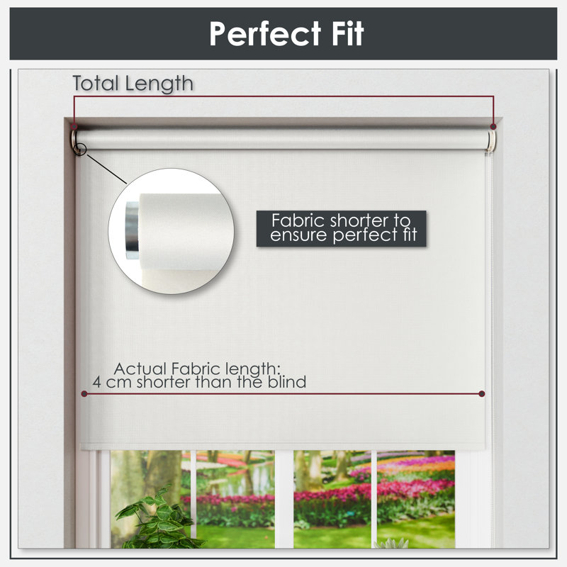 Blackout Roller Shade, White, 90cm W x 165cm L