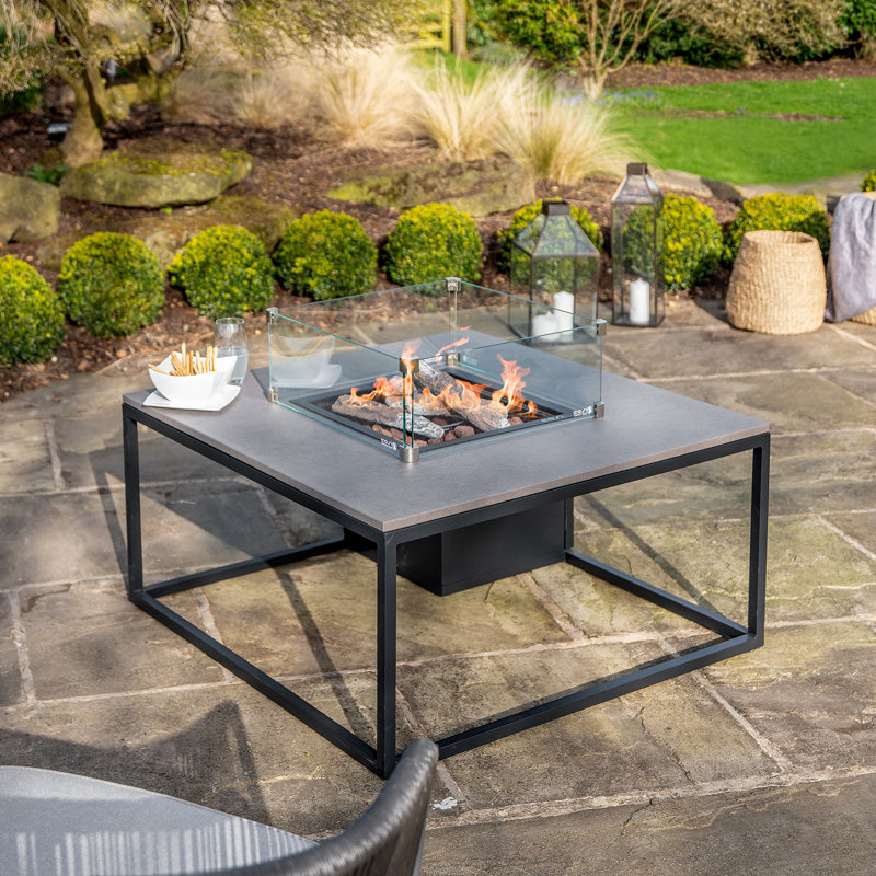Himanshu Round Douglas Fir Wood Propane Smokeless Fire Pit Table with Hidden Fuel Tank, Sandy Beige
