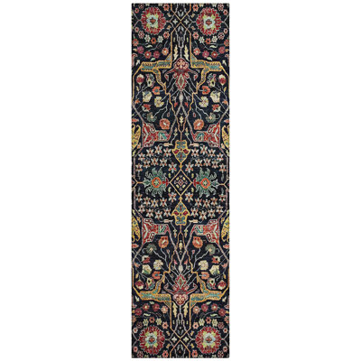 Leon Black Washable Indoor-Outdoor Rug - 