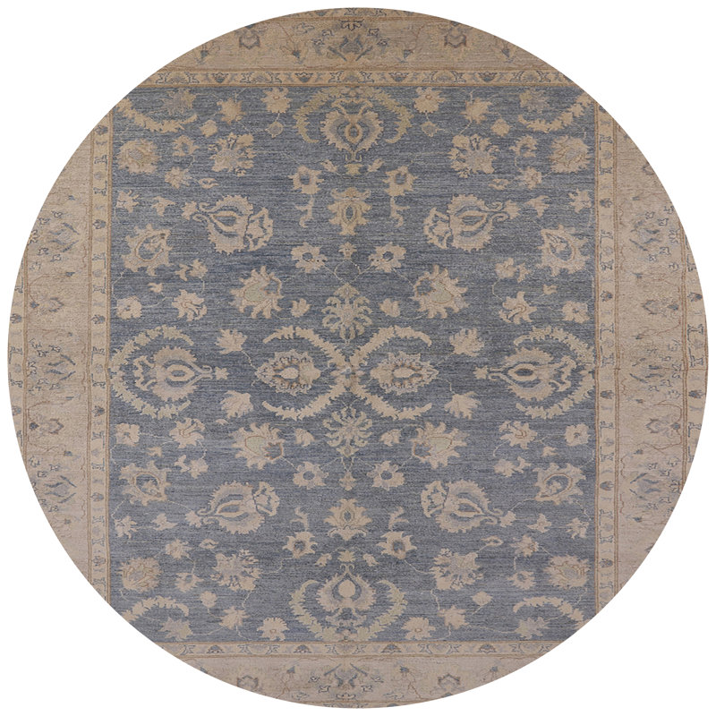 Tapis bleu / beige Jhirayr, Rond 5 pi