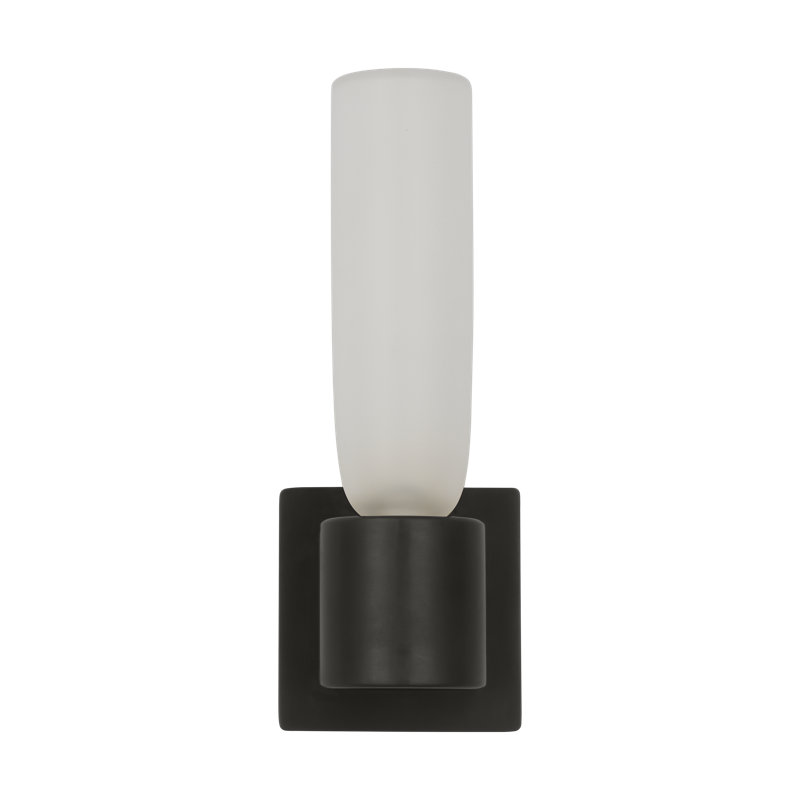 Kelly Wearstler Volver 1-light Medium Single Sconce in Bronze with Clear Etched Glass shade, 11.6" H x 3.7" W x 4.5" D