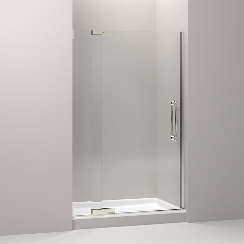 Finial 47.75" x 72.5" Pivot Shower Door, Brushed Nickel