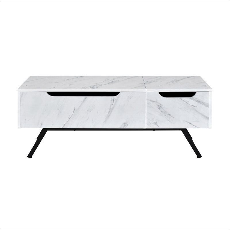 Table basse blanche avec plateau relevable