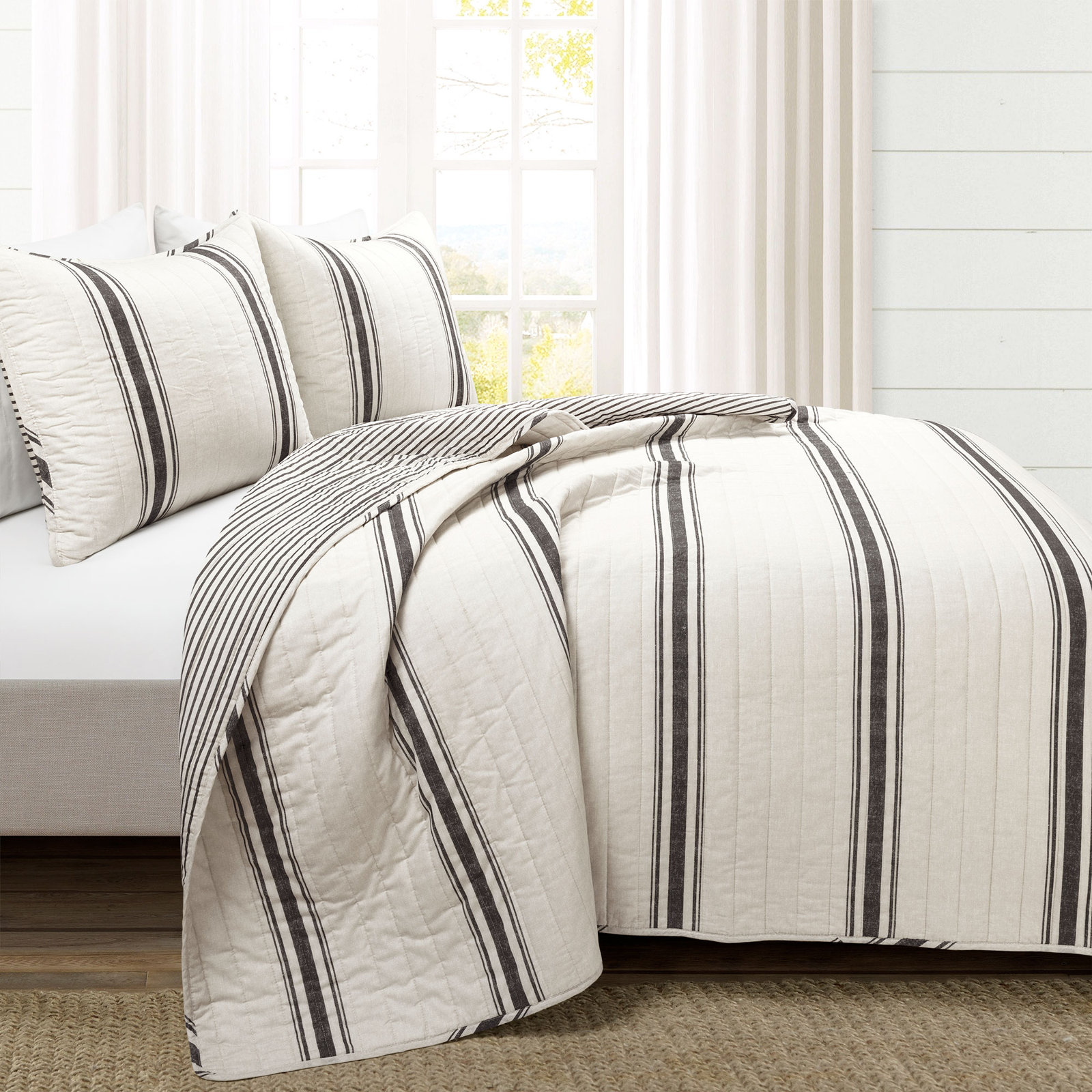 Fonti Cotton Quilt Set, Black
