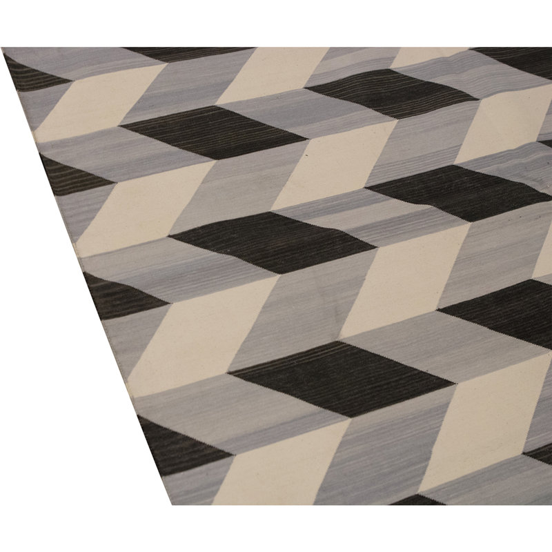 Tapis rectangulaire en laine à tissage plat, Rectangle 6 pi 3 po x 9 pi 1 po