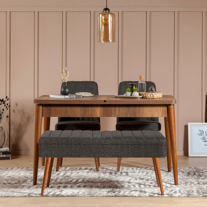 Manningtree 3 - Person Dining Set, Walnut, Charcoal/Walnut, Walnut