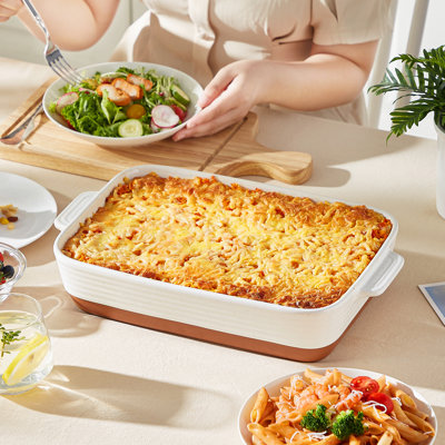 MALACASA Rectangle Stoneware Au Gratin Dish Bakeware