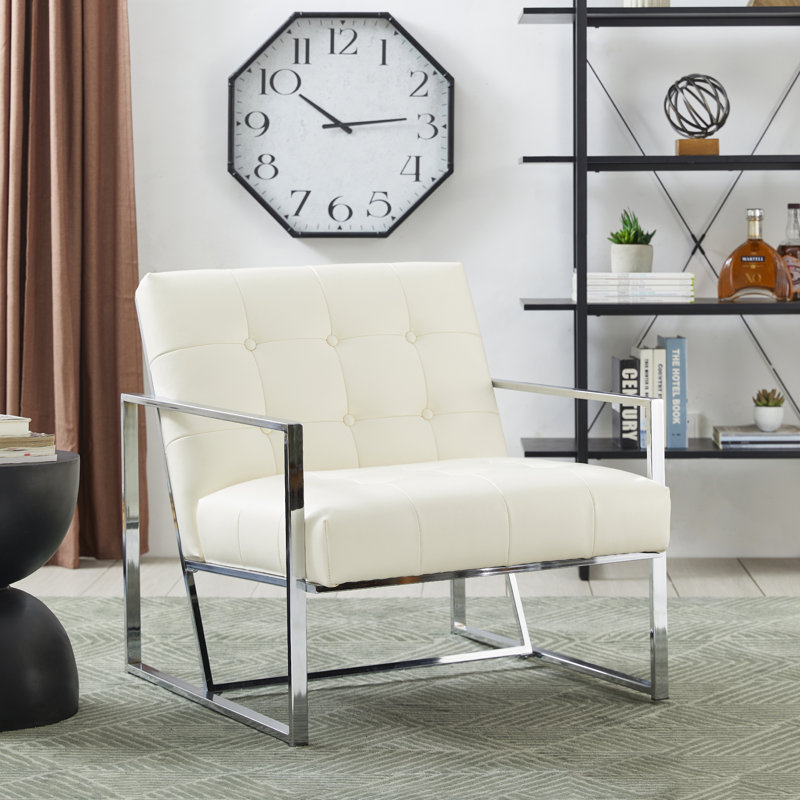 Fauteuil de 30 po Siebo, Similicuir crème