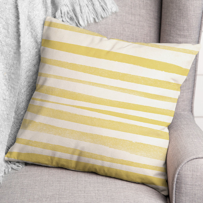 Striped Outdoor Reversible Throw Pillow, Yellow