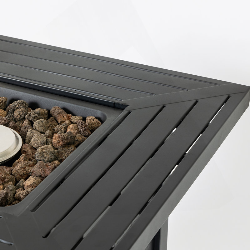 28-Inch Iron Square Propane Fire Pit Table