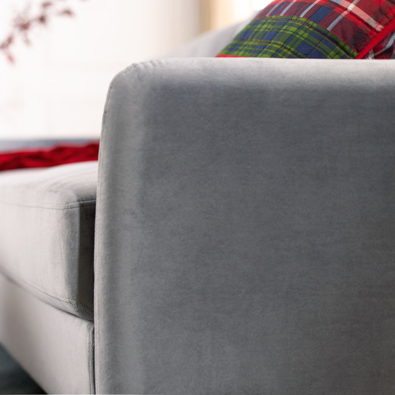 Helsley Upholstered 78.35'' Sofa, Gray Velvet