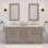 Hugo 72 In. Double Sink Carrara White Marble Countertop Vanity In Grey Oak With Gooseneck Faucets