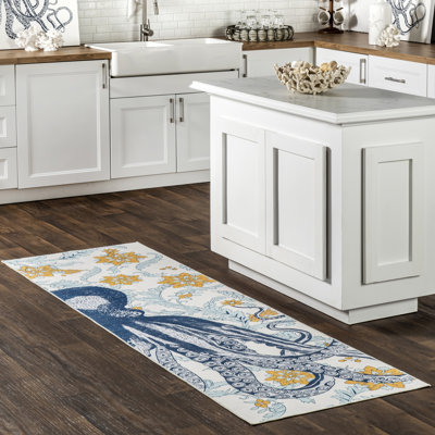 Patricia SpinClean Machine Washable Octopus Area Rug