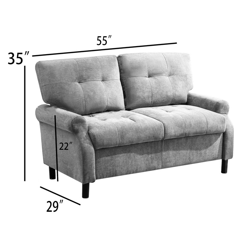 Navisha Fabric 55'' Reception Loveseat,  Brown