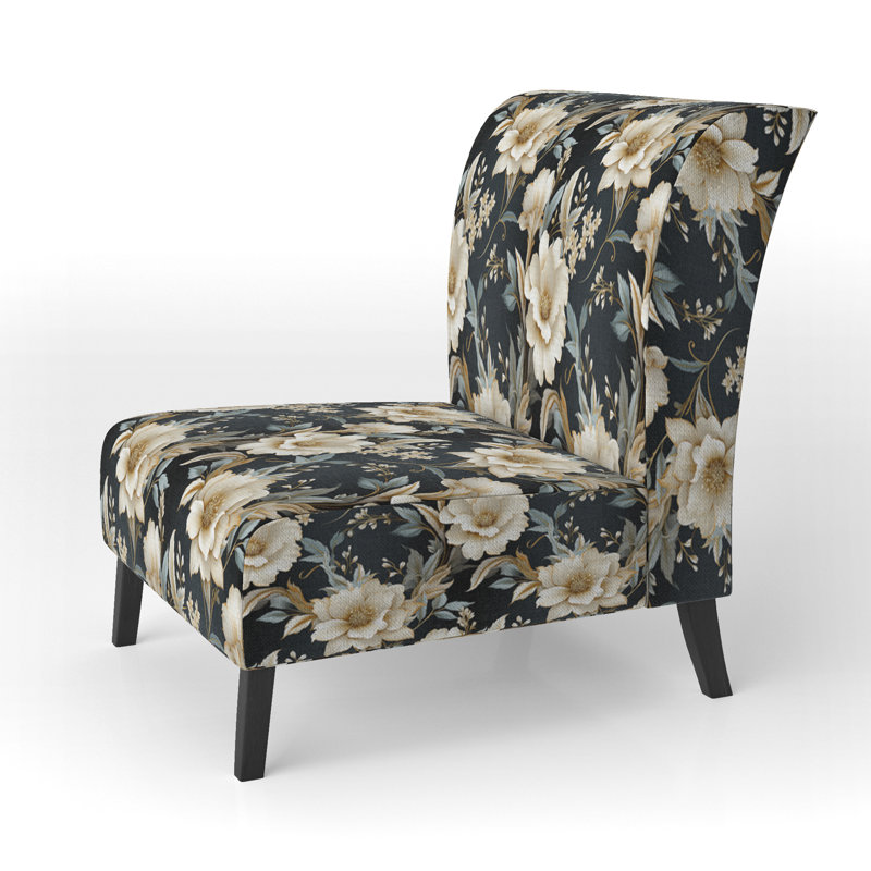 Rustic Victorian Brocade Victorian Motif - Chaise d'appoint de chalet rembourrée à motif floral