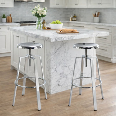 Ensemble de 2 tabourets de bar pivotants réglables, tabourets de comptoir industriels en métal avec repose-pieds, chaises de bar pour îlot de cuisine, bar personnel, pub