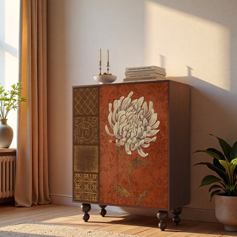 Nouvelle armoire d'entrée en bois massif de style chinois, Noyer