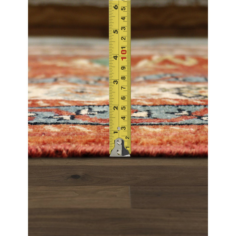 Tapis de couloir géométrique en laine noué à la main 3 pi 7 po x 12 pi Shirvan