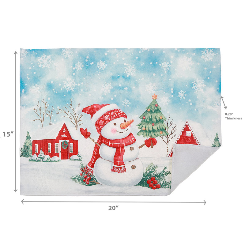 Microfibre Drying Mat (Snowman) - Set Of 2