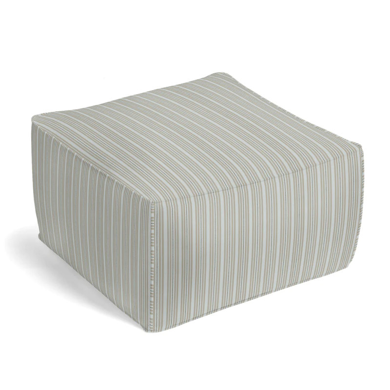 Upholstered Pouf, Gray 100% Cotton