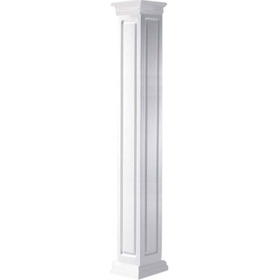 Premium Square Non-Tapered Raised Panel PVC Endura Craft Column Wrap Kit, Standard Capital & Base