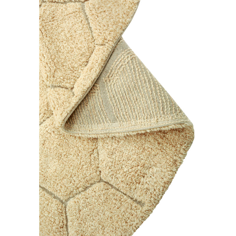 Washable Round Rug Honeycomb Golden