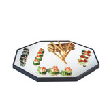 24" Octagonal Mirror Tray With Raised Black Rim
