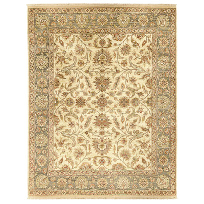 Tapis ivoire et noir noué à la main de haute qualité