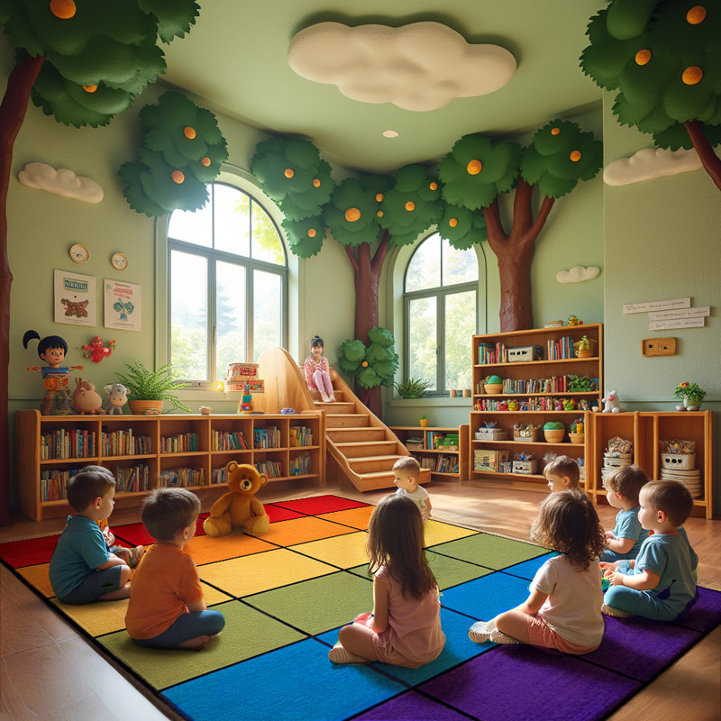 Tapis pour salle de classe KidCarpet.com Rainbow Blocks