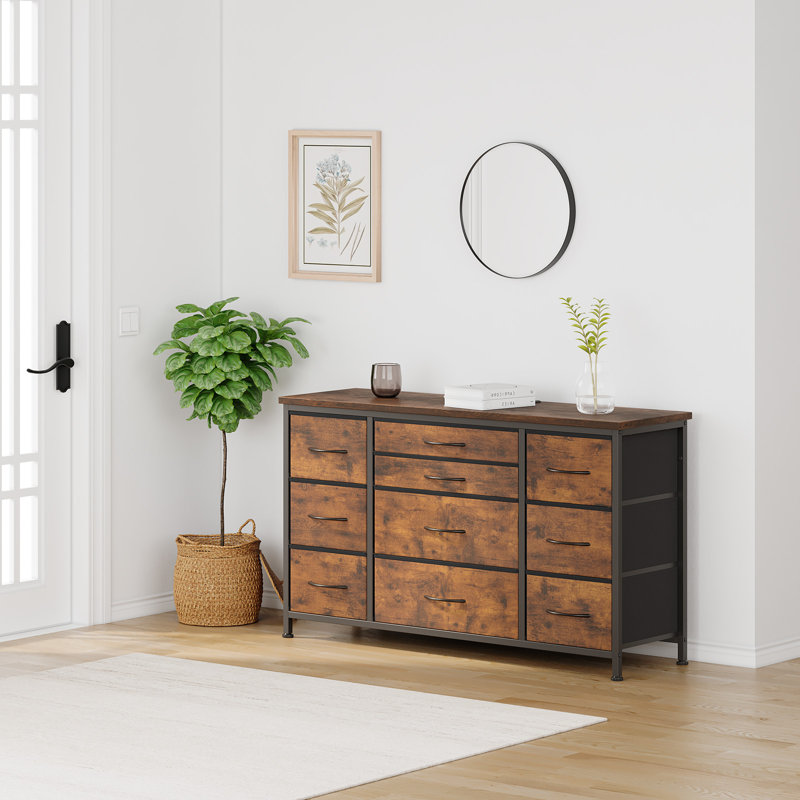 Commode à 10 tiroirs et meuble télé pour téléviseur de 55 po ou moins, commode en tissu de 47 po de largeur