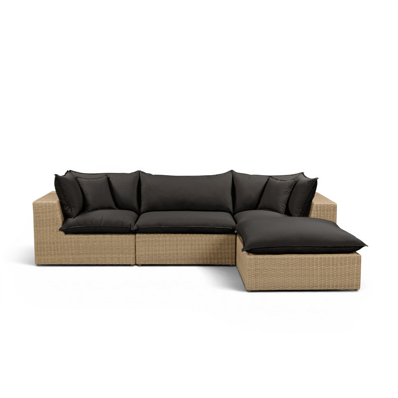Canapé modulaire d'extérieur Cali, 3, Canapé, repose-pieds