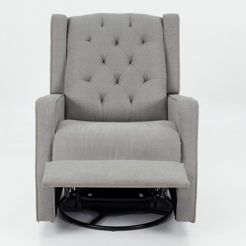 Manual Motion Swivel Glider Recliner With Plush Back And Seat, Perfect For Relaxation And Comfort, Dark Gray
