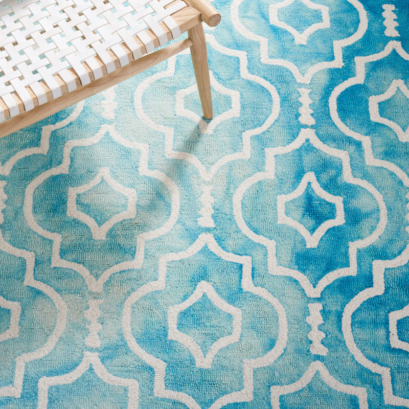 Dip Dye Hand Tufted Wool Geometric Rug, Runner 2'3" x 6'