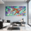 Animaux, singe coloré dans l'espace, ensemble de 3 impressions sur toile, fond aurore-393978523