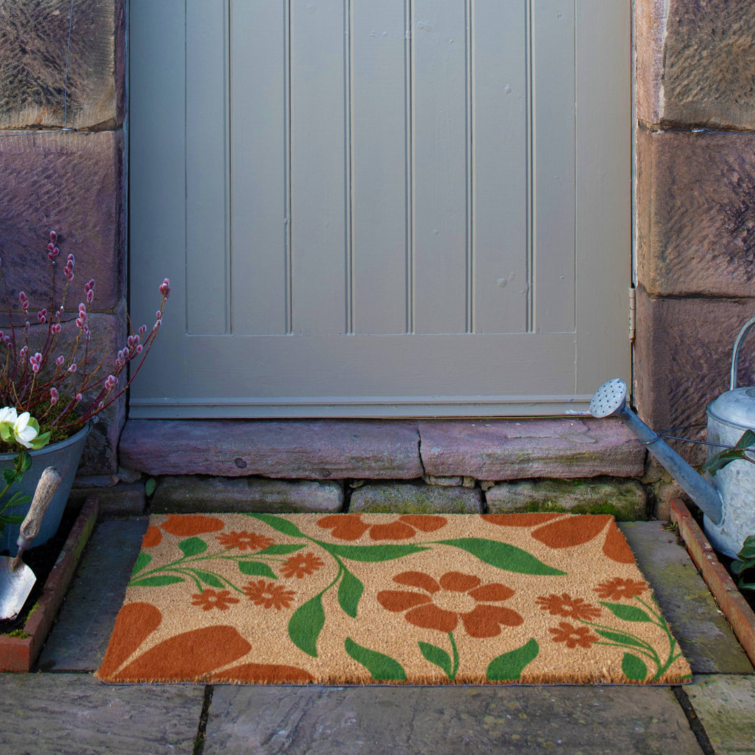 Floral Pattern Coir Doormat