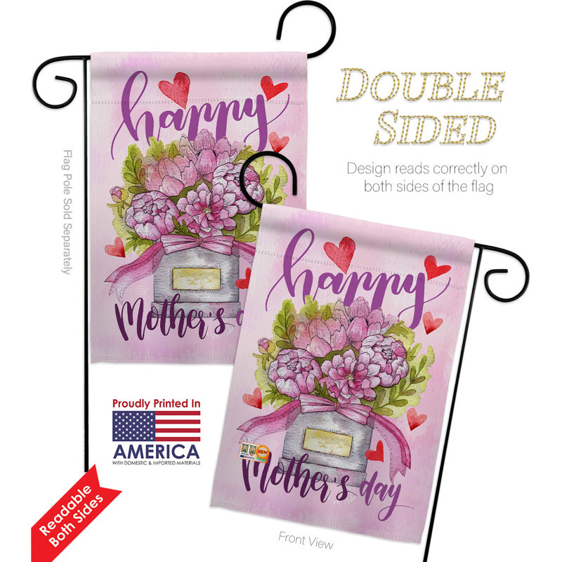 Double Sided Polyester Mother's Day House Flag, 18.5" H x 13" W