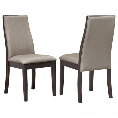 Chaise rembourrée taupe et espresso (ensemble de 2)