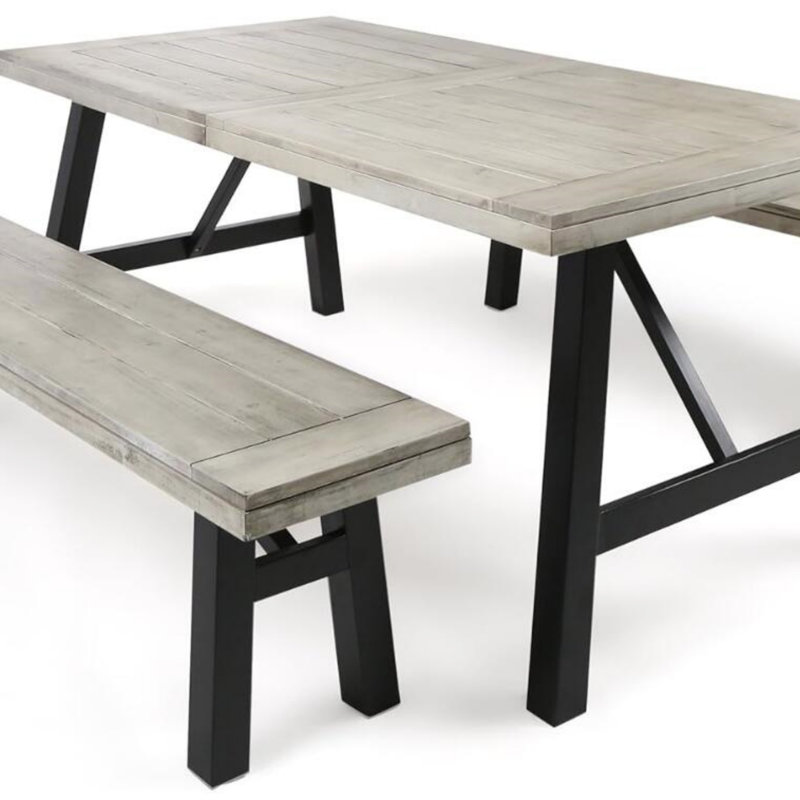 ENSEMBLE SALLE À MANGER BÉTINE-GRIS (3 PCS), repas en plein air
