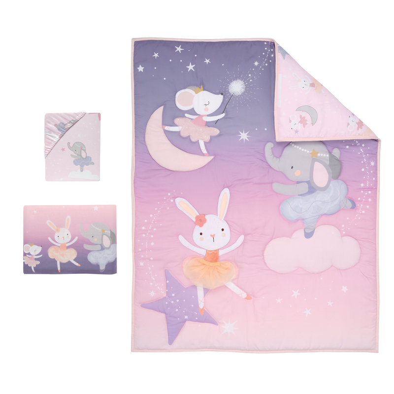 Pink and Lavender Microfiber Baby Girls' Quilt Set