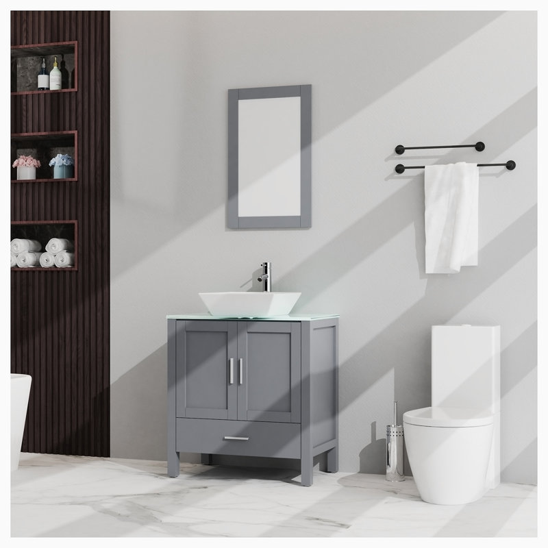 Meuble-lavabo simple avec plateau 30,00 Adifaah, Gris