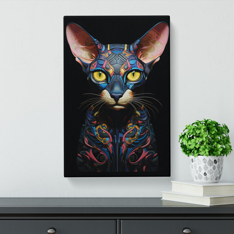 Sphynx Cat Neo-Plasticism - Wrapped Canvas Print, 60cm H x 40cm W x 3cm D
