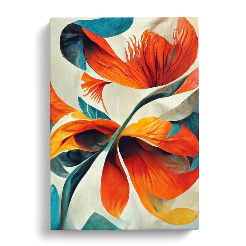 Abstract Floral Painting No.3 - Wrapped Canvas Print, Wrapped Canvas, 76cm H x 50cm W x 3cm D