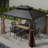 Metal Patio Gazebo with 48 Ft String Lights-95376747