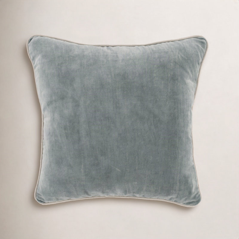 Harriet Cotton Throw Pillow, Sage Green, Square 18"