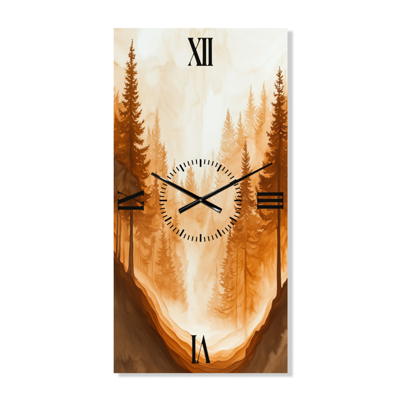 Horloge murale Japandi Latte Forest Mist Glow II, H 40 po x l 20 po - Rectangle