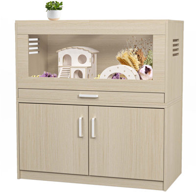 Cage à hamster, cage à rat en bois avec armoire de rangement indépendante, maison pour chinchilla avec huche de cochon d'Inde et pont, panneaux en acrylique faciles à voir, très grand (L 31,50 po x l 15,75 po x H 32,28 po)