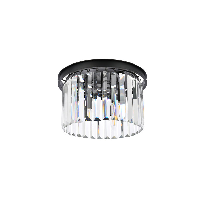 Plafonnier encastré à 3 lumières de 16 po Yazmin, Transparent, Noir mat