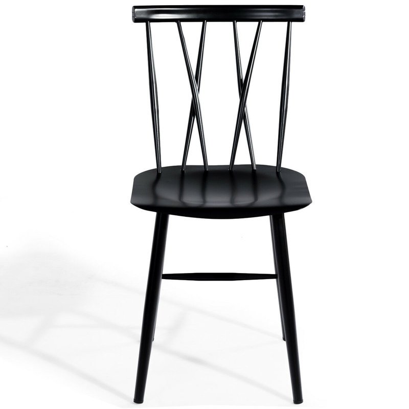 Black Metal Cross Back High Dining Side Chair Set