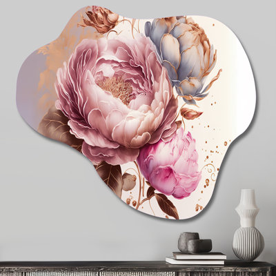 Rose et or rose I - rose, décoration murale asymétrique en métal