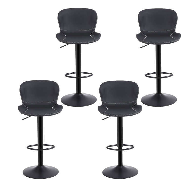 Illyas Swivel Upholstered Adjustable Height Counter Stool with Metal Frame, 4, Black